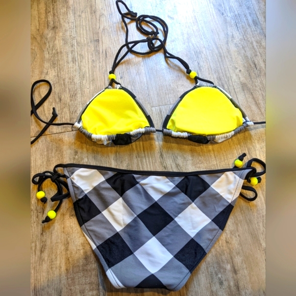 Xhilaration white and black check swim suit - Picture 2 of 5